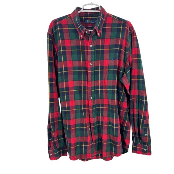 Polo Ralph Lauren Red Green Plaid Casual Button Down Shirt flannel XL winter - Picture 1 of 12